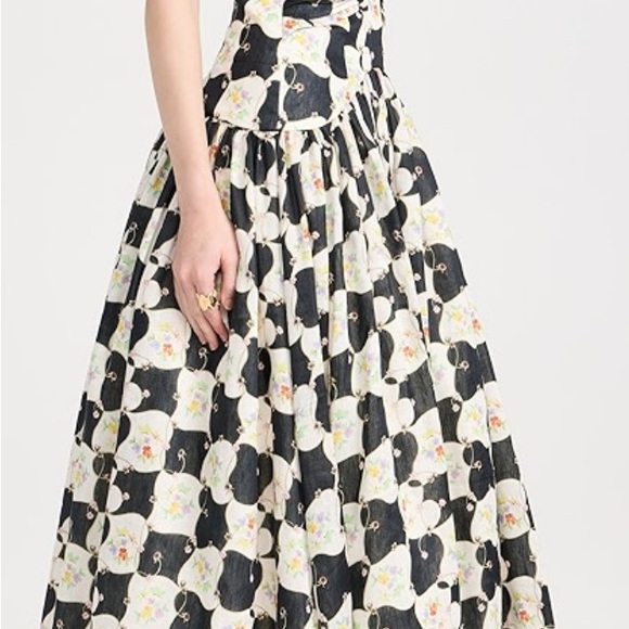 Alemais Strapless Dress in Black and White with Floral Accents - Picture 5 of 7